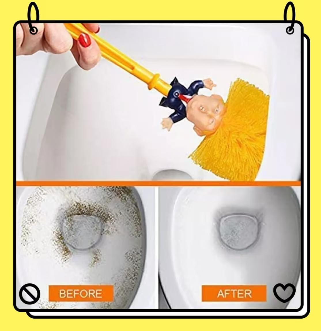 Bathroom Donald Trump Toilet Brush with Holder Cleaning Brush Set - Funny Gift