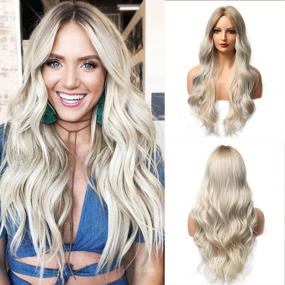 Lange Lockige Ombre Braun zu Blond Perücken für Frauen Synthetisches Haar Hitzebeständig Ombre Perücke für Tägliche Party Cosplay Verwendung