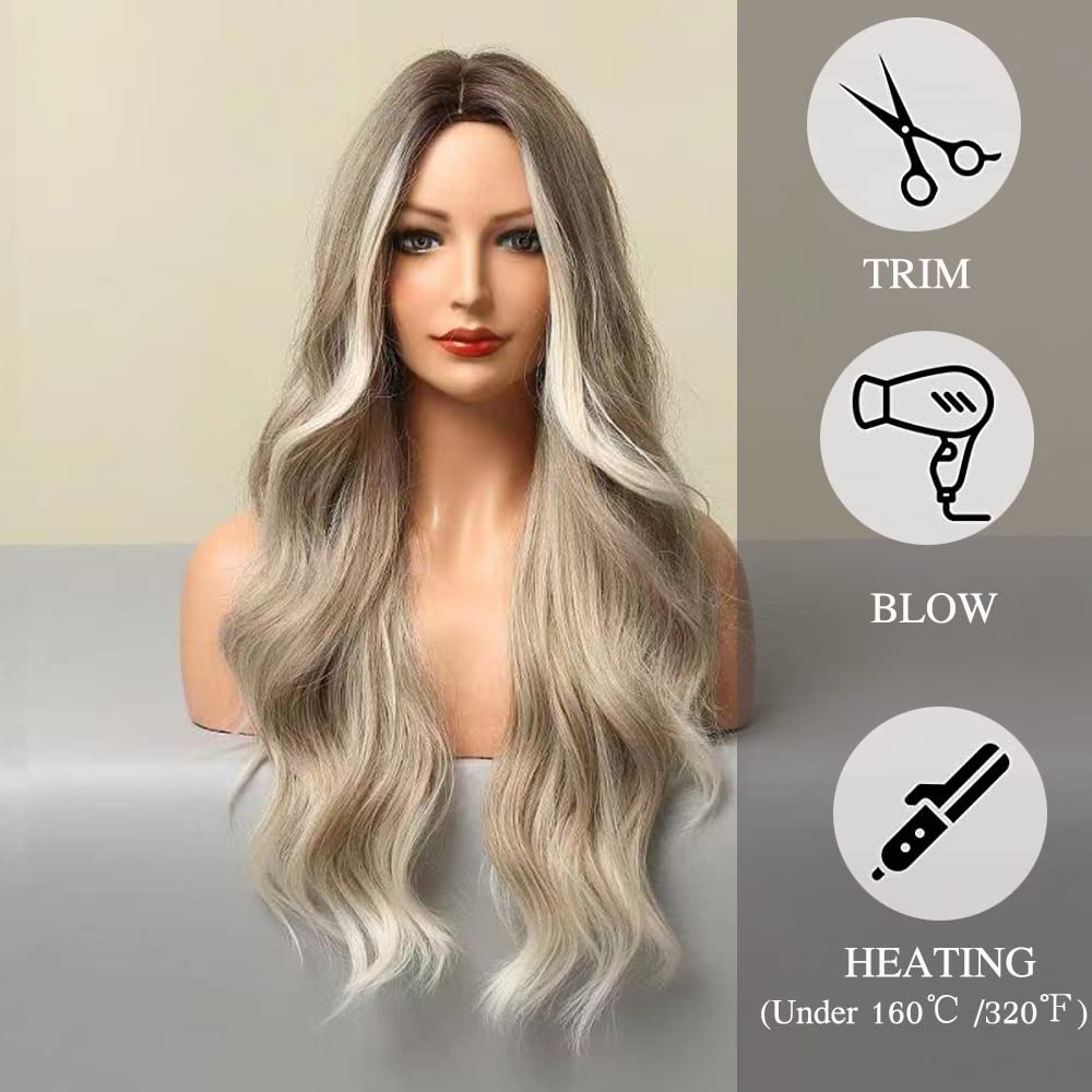 Lange Lockige Ombre Braun zu Blond Perücken für Frauen Synthetisches Haar Hitzebeständig Ombre Perücke für Tägliche Party Cosplay Verwendung