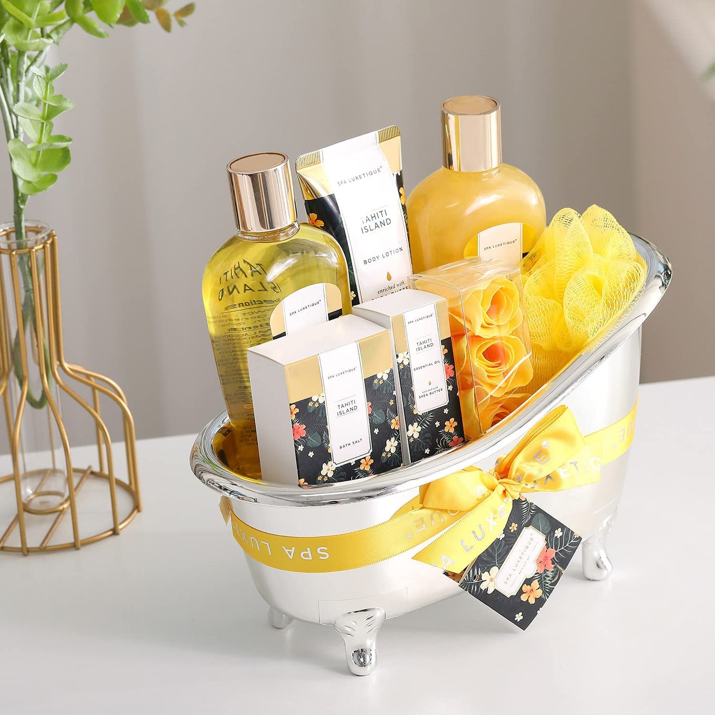 Geburtstagsgeschenke für Frauen-Spa Luxetique Spa-Geschenk-Set 8PC Jasmin Badeset mit ätherischem Öl, Pamper-Geschenk-Sets für Frauen, Mama Geschenke, Wellnes Geschenke für Frauen Muttertagsgeschenk