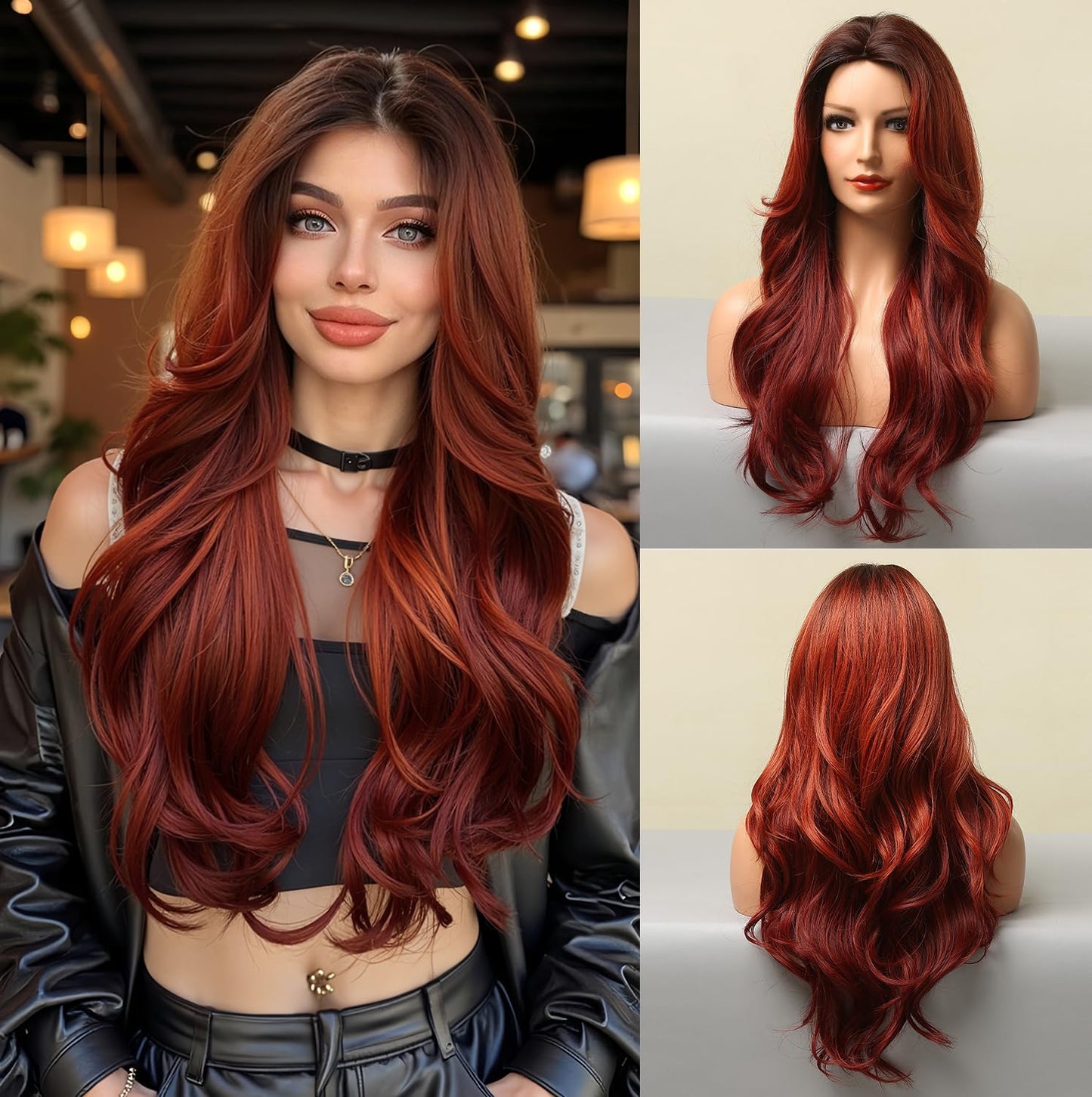 Lange Lockige Ombre Braun zu Blond Perücken für Frauen Synthetisches Haar Hitzebeständig Ombre Perücke für Tägliche Party Cosplay Verwendung