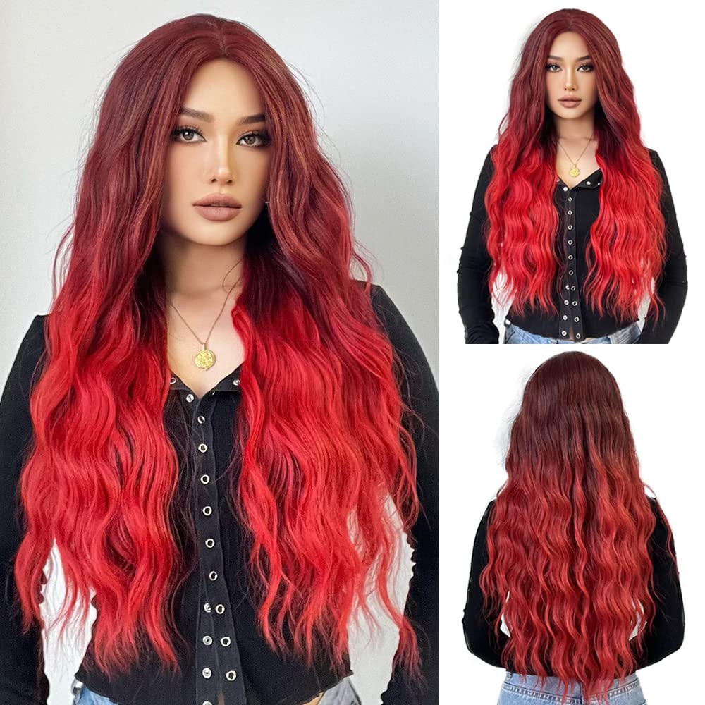 Lange Lockige Ombre Braun zu Blond Perücken für Frauen Synthetisches Haar Hitzebeständig Ombre Perücke für Tägliche Party Cosplay Verwendung