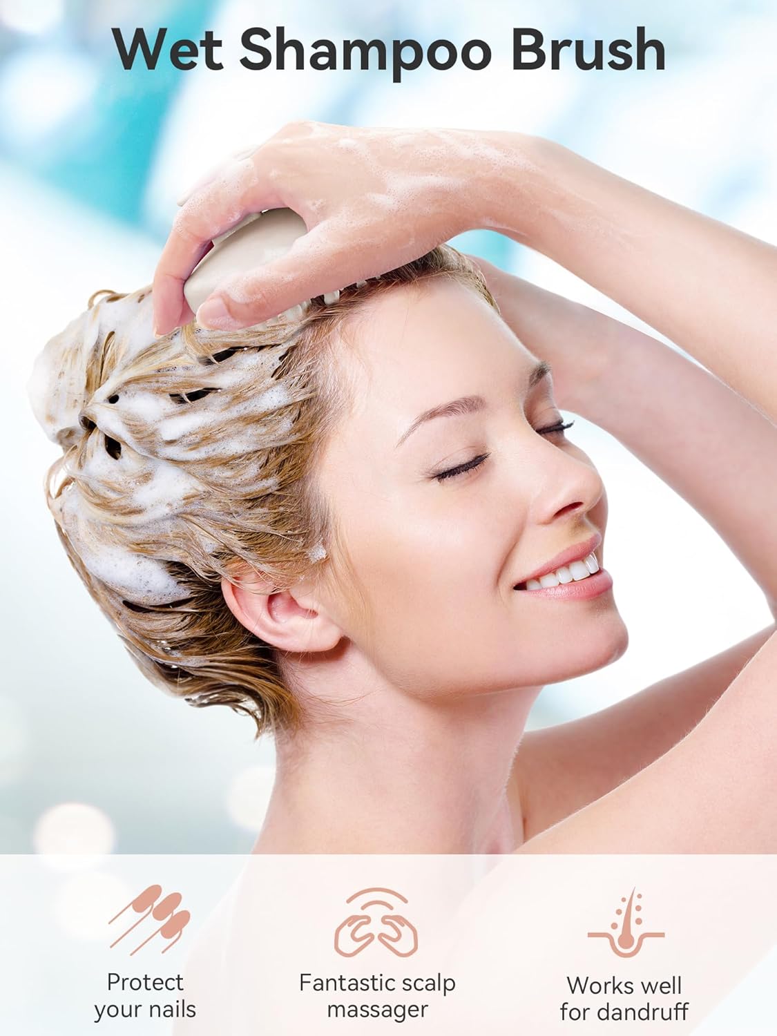 Kopfhaut Massagebürste, Kopfmassage Bürste mit weichen Silikonborstn, Haarmassagebürsten für die Haarpflege Entspannen Sie die Kopfhaut, Haarmassage für Männer, Frauen, Kinder, Himmelblau
