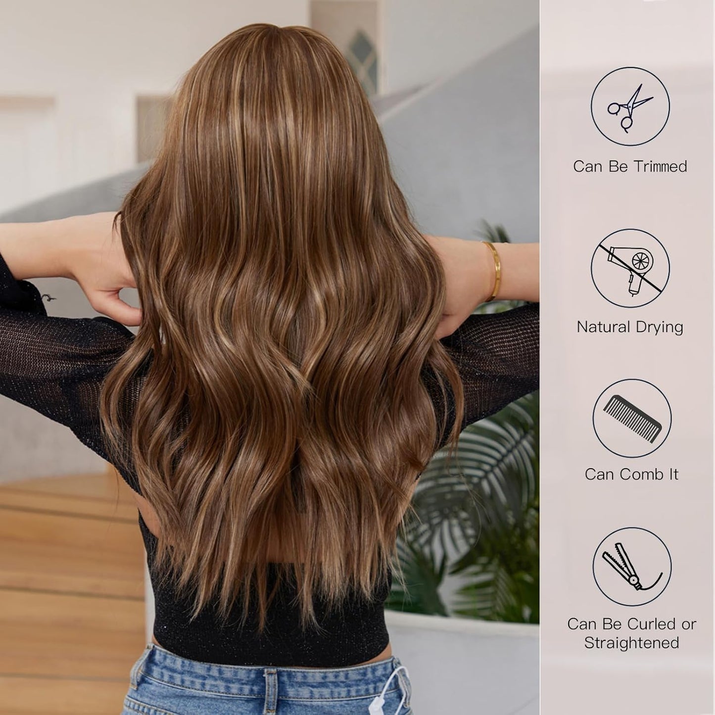 Lange Lockige Ombre Braun zu Blond Perücken für Frauen Synthetisches Haar Hitzebeständig Ombre Perücke für Tägliche Party Cosplay Verwendung
