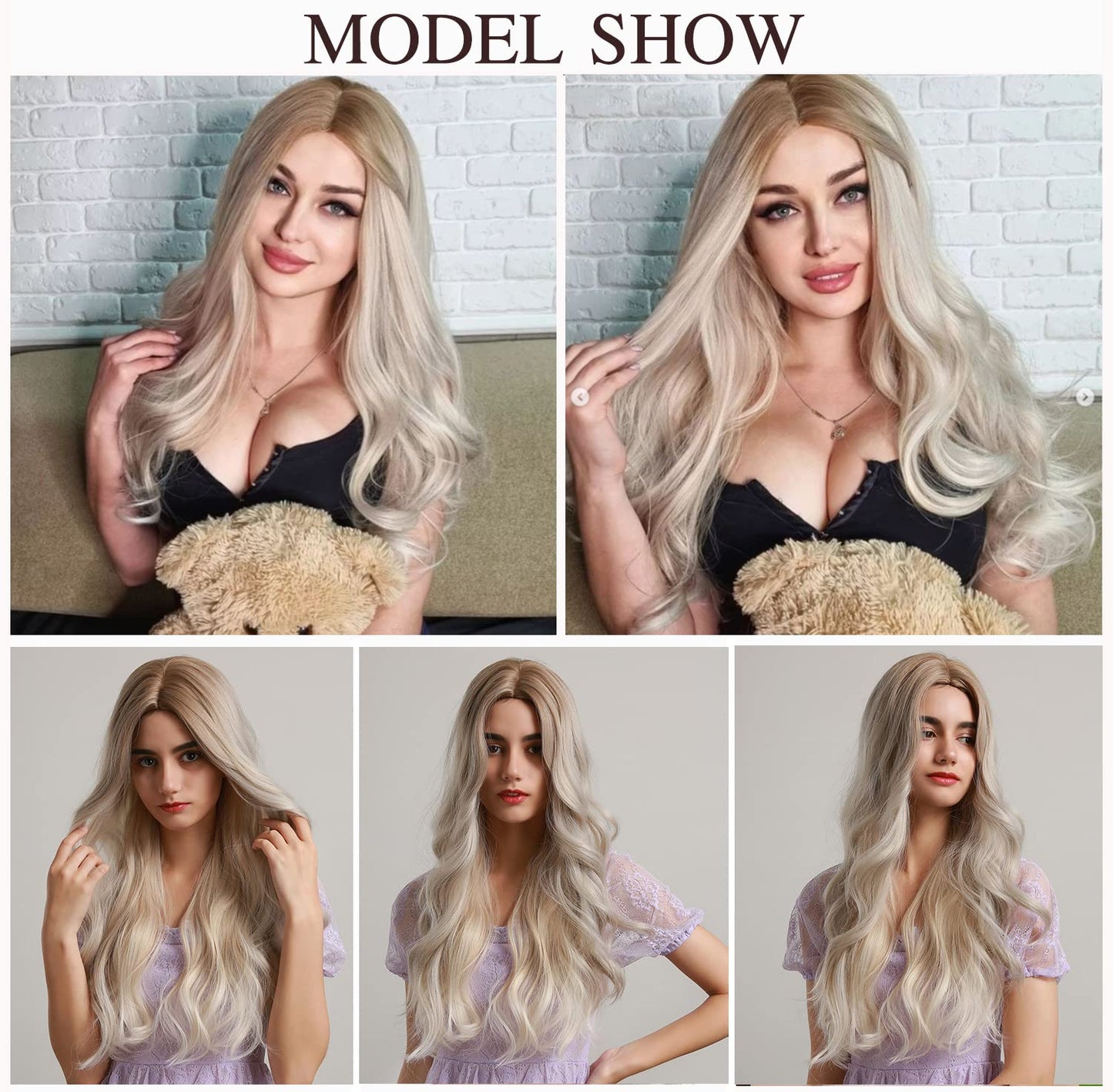 Lange Lockige Ombre Braun zu Blond Perücken für Frauen Synthetisches Haar Hitzebeständig Ombre Perücke für Tägliche Party Cosplay Verwendung