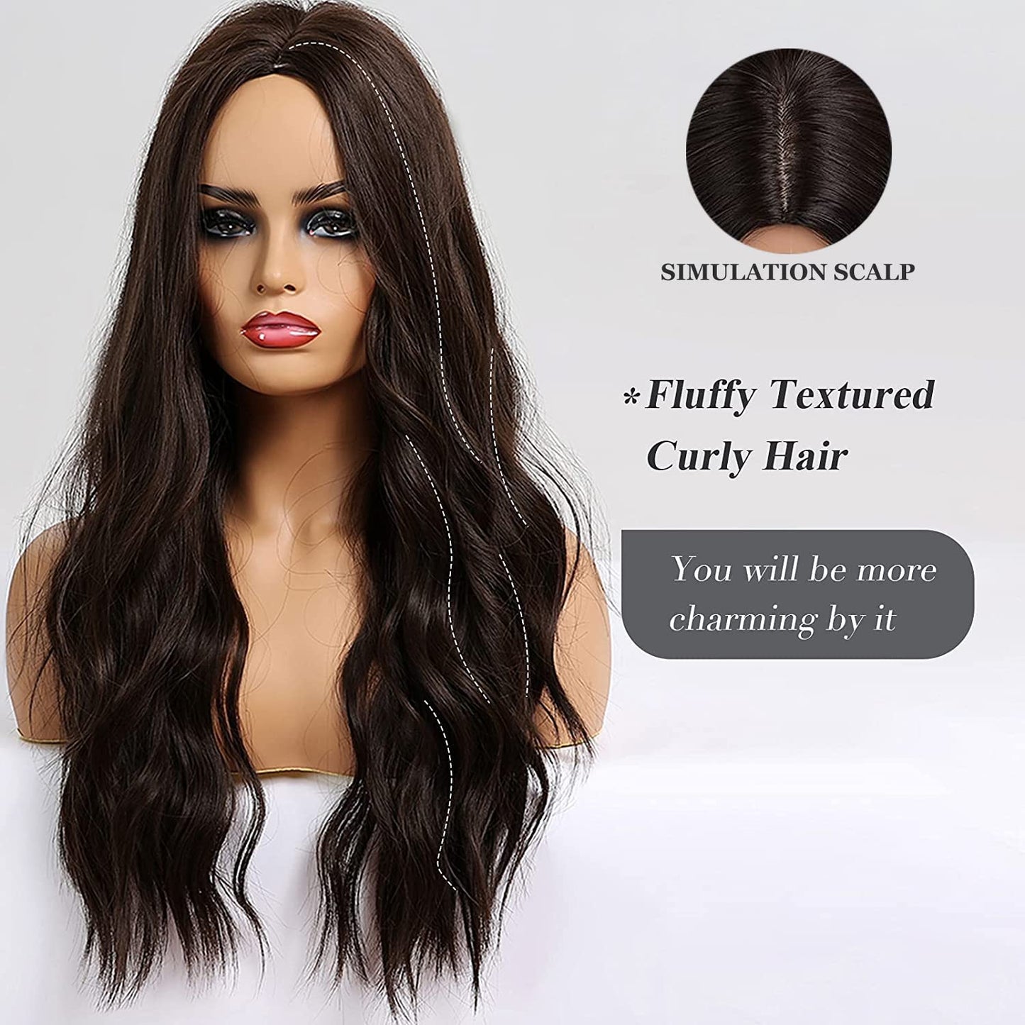 Lange Lockige Ombre Braun zu Blond Perücken für Frauen Synthetisches Haar Hitzebeständig Ombre Perücke für Tägliche Party Cosplay Verwendung