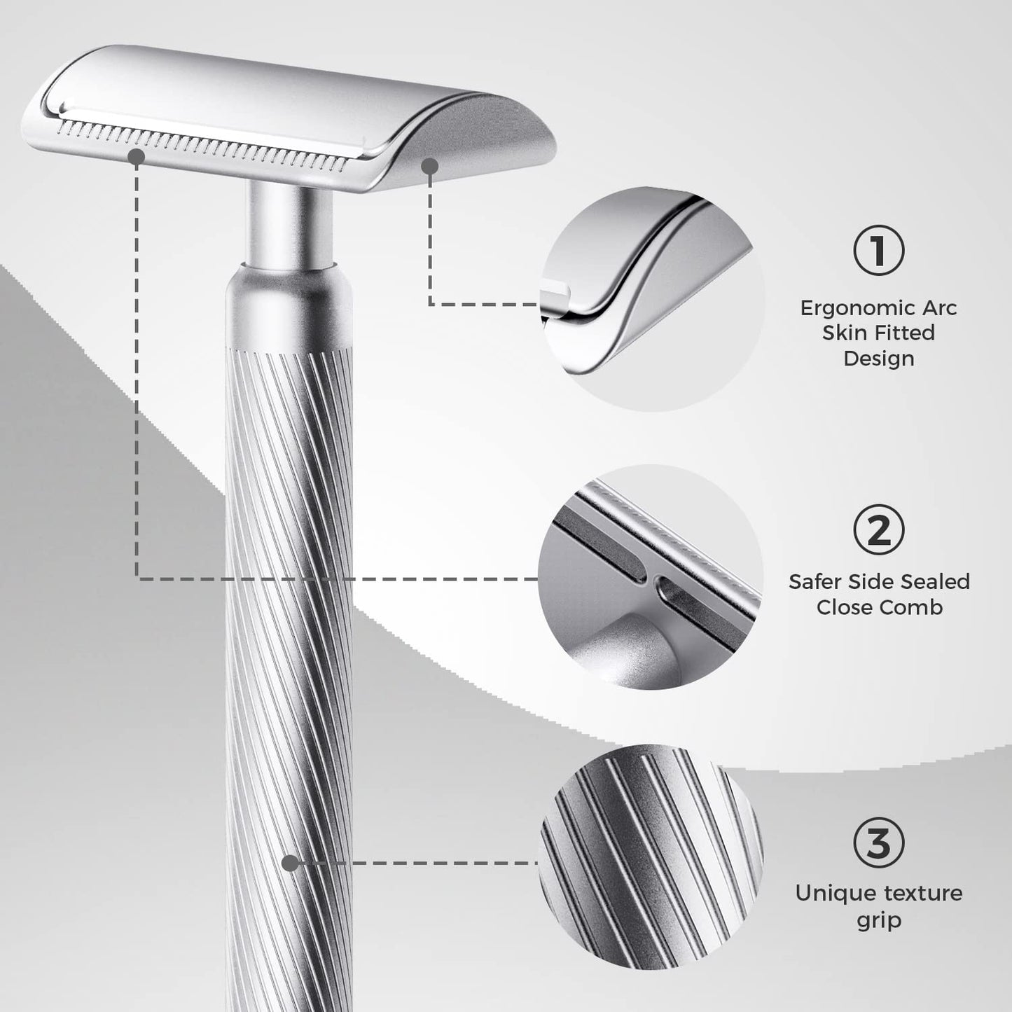 Rasierhobel Herren und Damen, Rasierhobel Metall, Zero Waste Safety Razor, Rasierhobel Geschlossener Kamm, Naßrasierer Herren und Damen, Bodyrasierer für Männer und Frauen, Metall Rasierer Plastikfrei