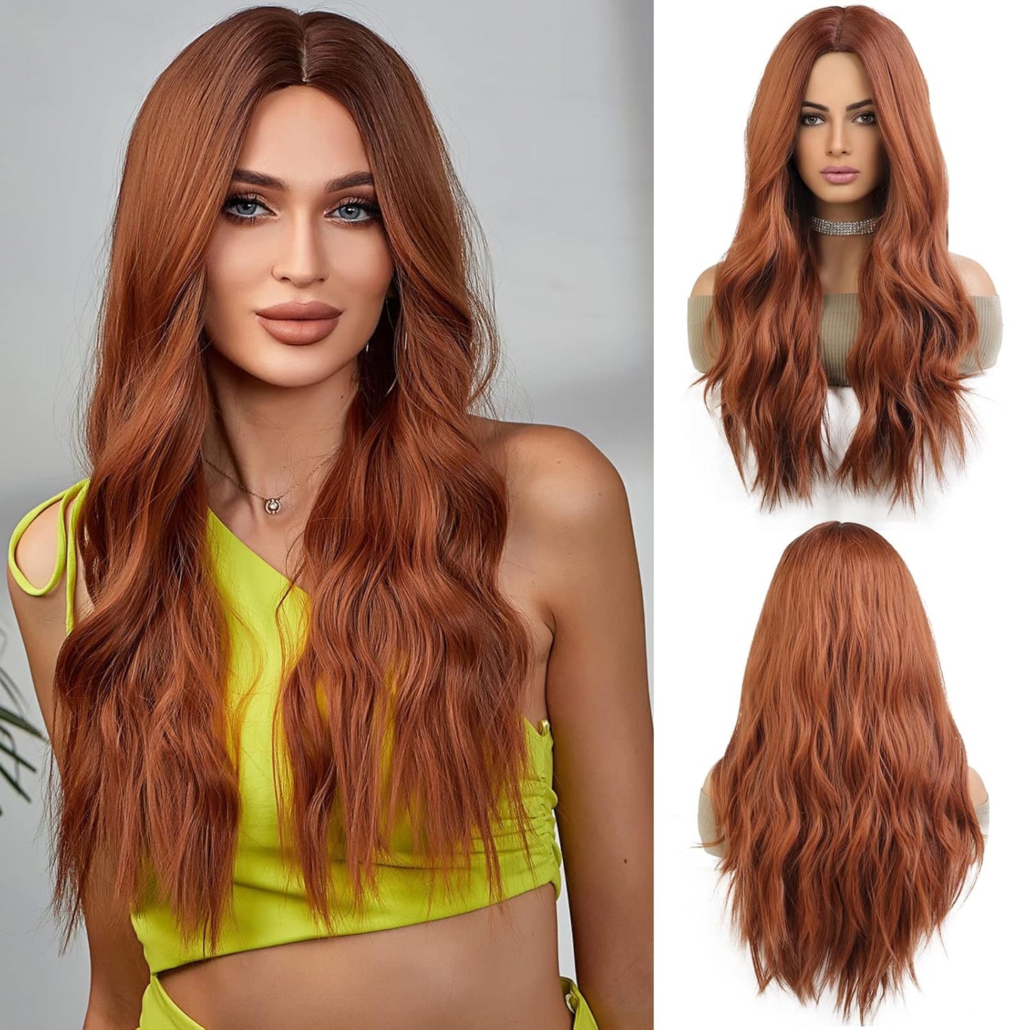 Lange Lockige Ombre Braun zu Blond Perücken für Frauen Synthetisches Haar Hitzebeständig Ombre Perücke für Tägliche Party Cosplay Verwendung
