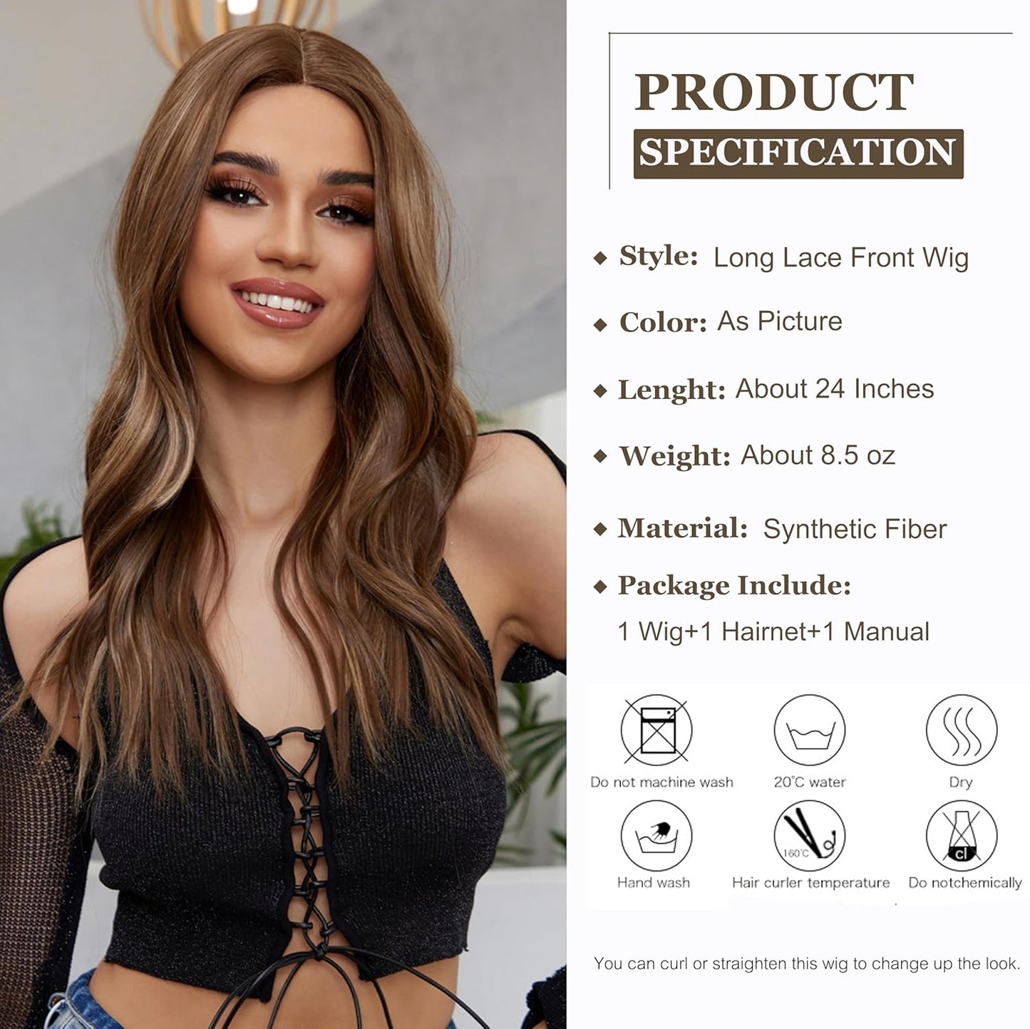 Lange Lockige Ombre Braun zu Blond Perücken für Frauen Synthetisches Haar Hitzebeständig Ombre Perücke für Tägliche Party Cosplay Verwendung