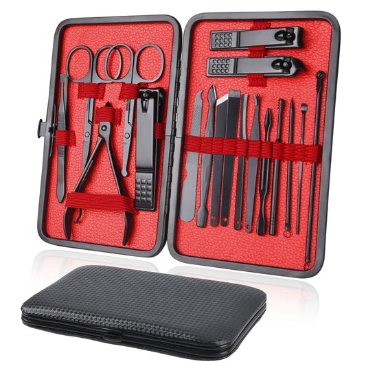 URAQT Nagelknipser, 18-teiliges Maniküre Pediküre Set, Damen Edelstahl Werkzeuge, Professionelle Beauty Nagelpflege Kit für Zuhause, Reisen (Roségold)