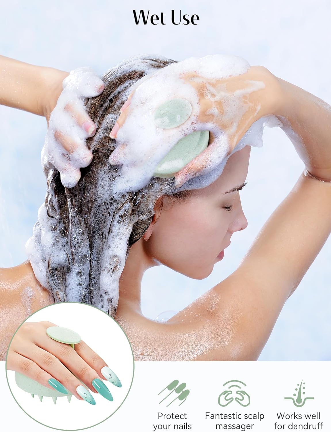 Kopfhaut Massagebürste, Kopfmassage Bürste mit weichen Silikonborstn, Haarmassagebürsten für die Haarpflege Entspannen Sie die Kopfhaut, Haarmassage für Männer, Frauen, Kinder, Himmelblau