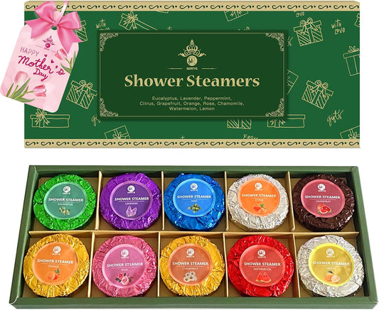 Shower Steamers, 10 Pack Shower Bombs Aromatherapy with Natural Essential Oils, Personal Care and Relaxation Birthday Gifts for Women and Men, Gifts Set
