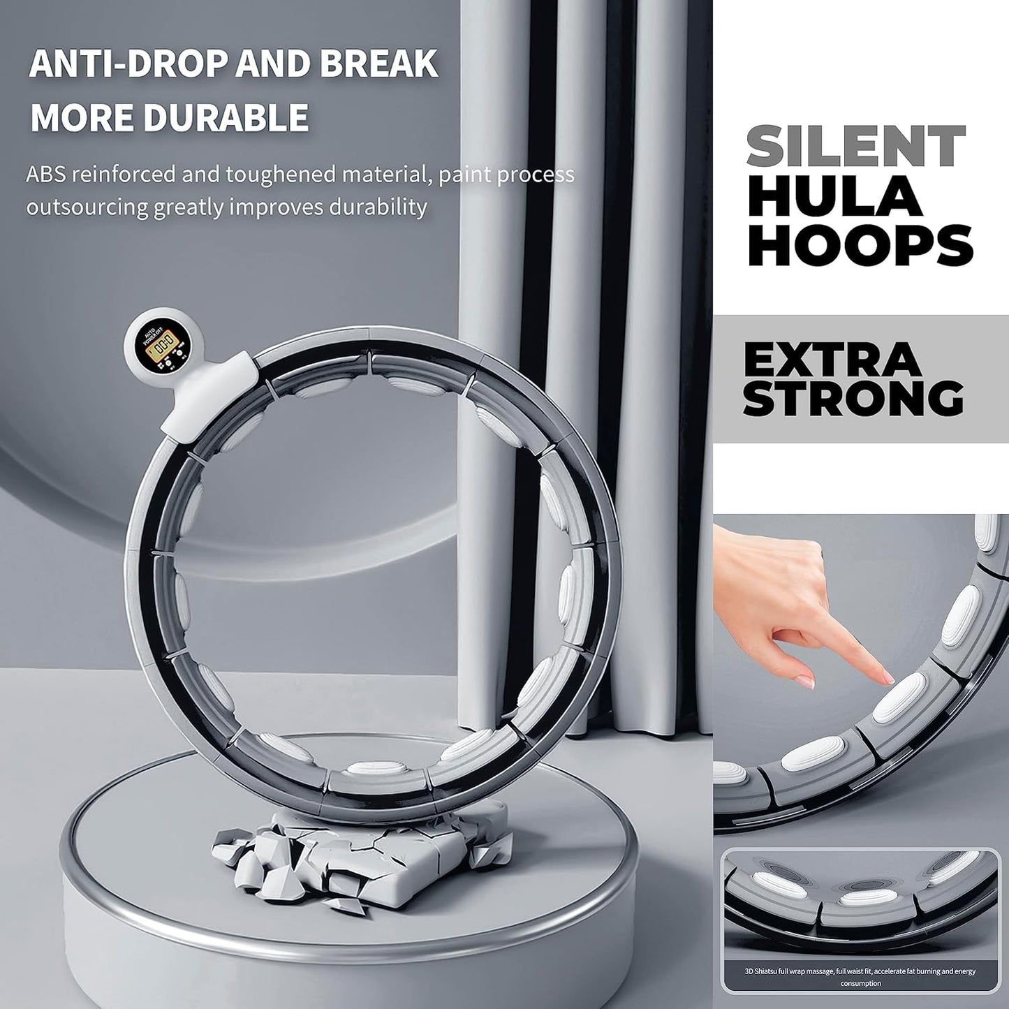 Infinity Smart Hula Hoops mit 16 Knoten, 360 Grad Auto-Spinning Ballmassage, Infinity Hoop für Erwachsene, Fitnessgerät zur Gewichtsabnahme