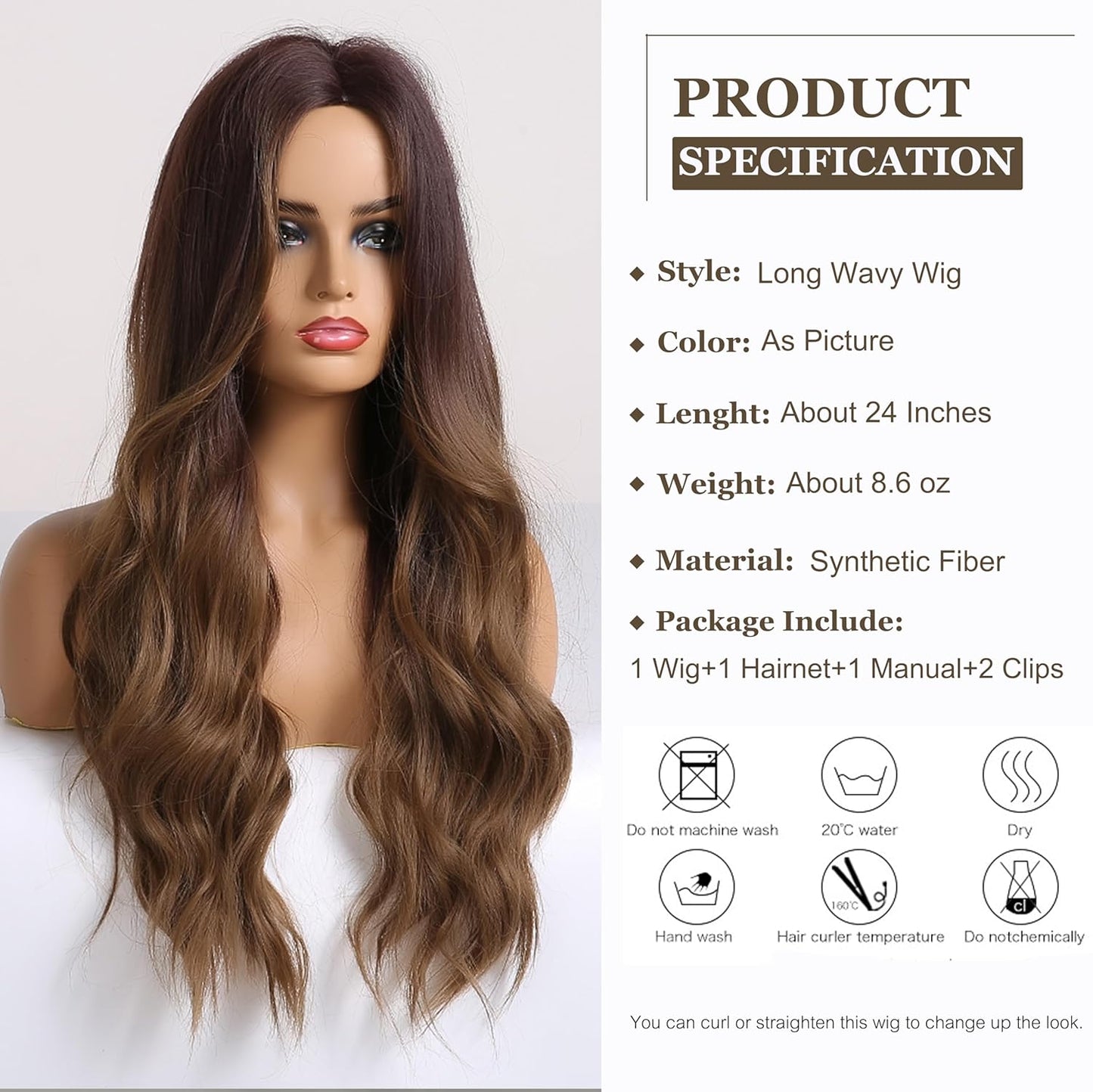 Lange Lockige Ombre Braun zu Blond Perücken für Frauen Synthetisches Haar Hitzebeständig Ombre Perücke für Tägliche Party Cosplay Verwendung