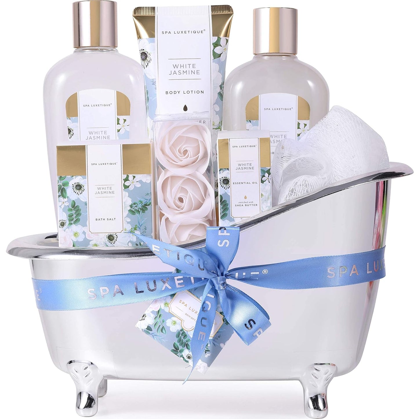 Geburtstagsgeschenke für Frauen-Spa Luxetique Spa-Geschenk-Set 8PC Jasmin Badeset mit ätherischem Öl, Pamper-Geschenk-Sets für Frauen, Mama Geschenke, Wellnes Geschenke für Frauen Muttertagsgeschenk